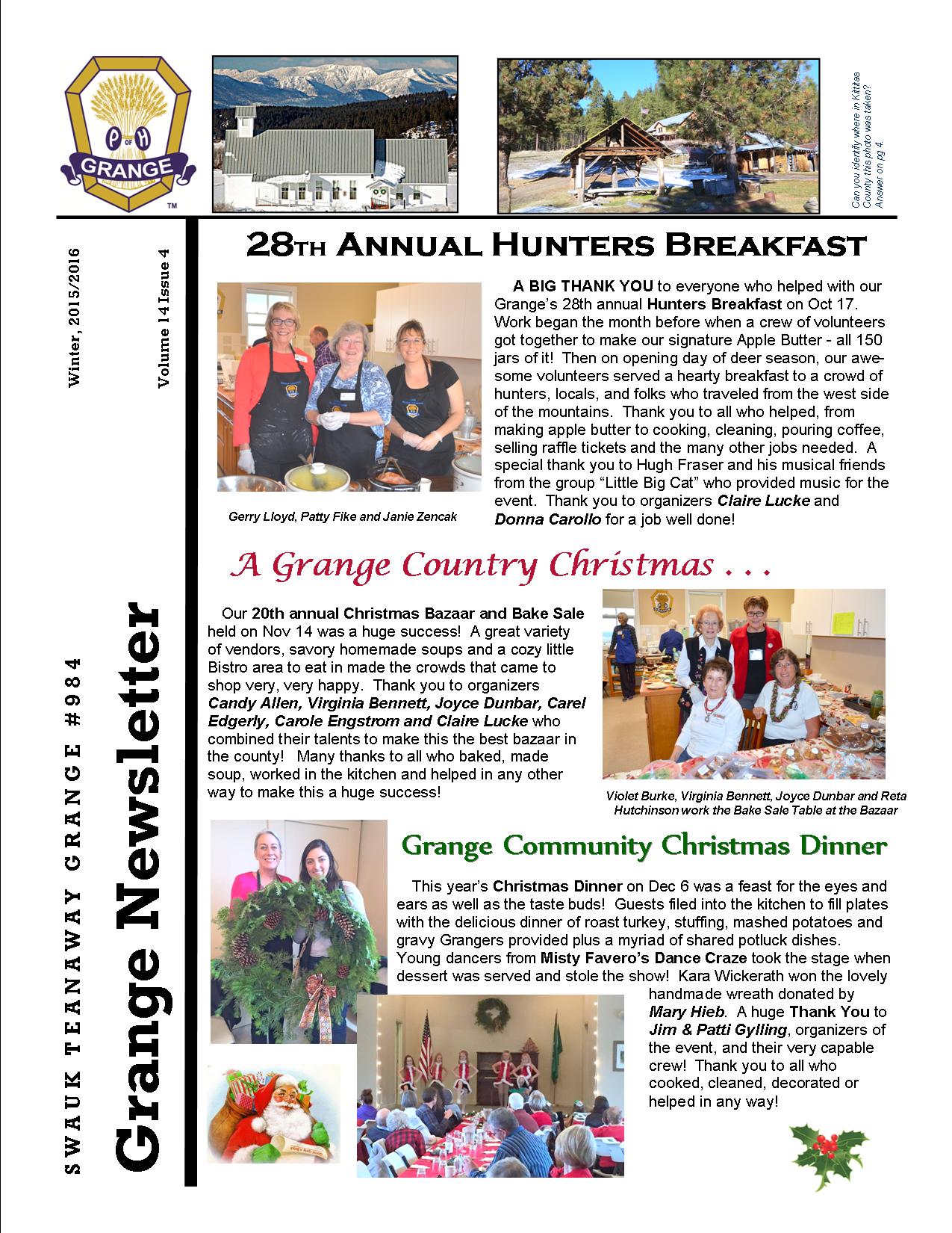 Read more about the article Newsletter – Winter 2015 – Vol. 14 Issue 4