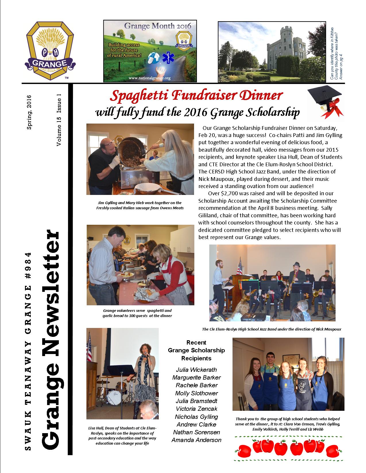 Read more about the article Newsletter – Spring 2016 – Vol. 15 Issue 1