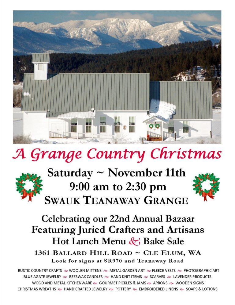 Grange Country Christmas Bazaar & Bake Sale SwaukTeanaway Grange