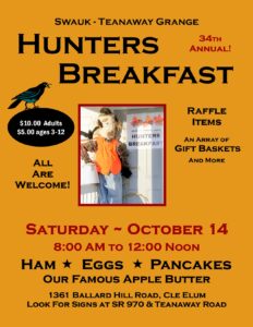 Hunters Breakfast at the Grange 2023 @ Swauk-Teanaway Grange