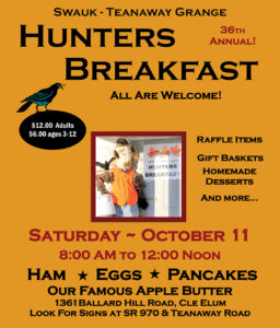 Hunters Breakfast at the Grange 2025 @ Swauk-Teanaway Grange